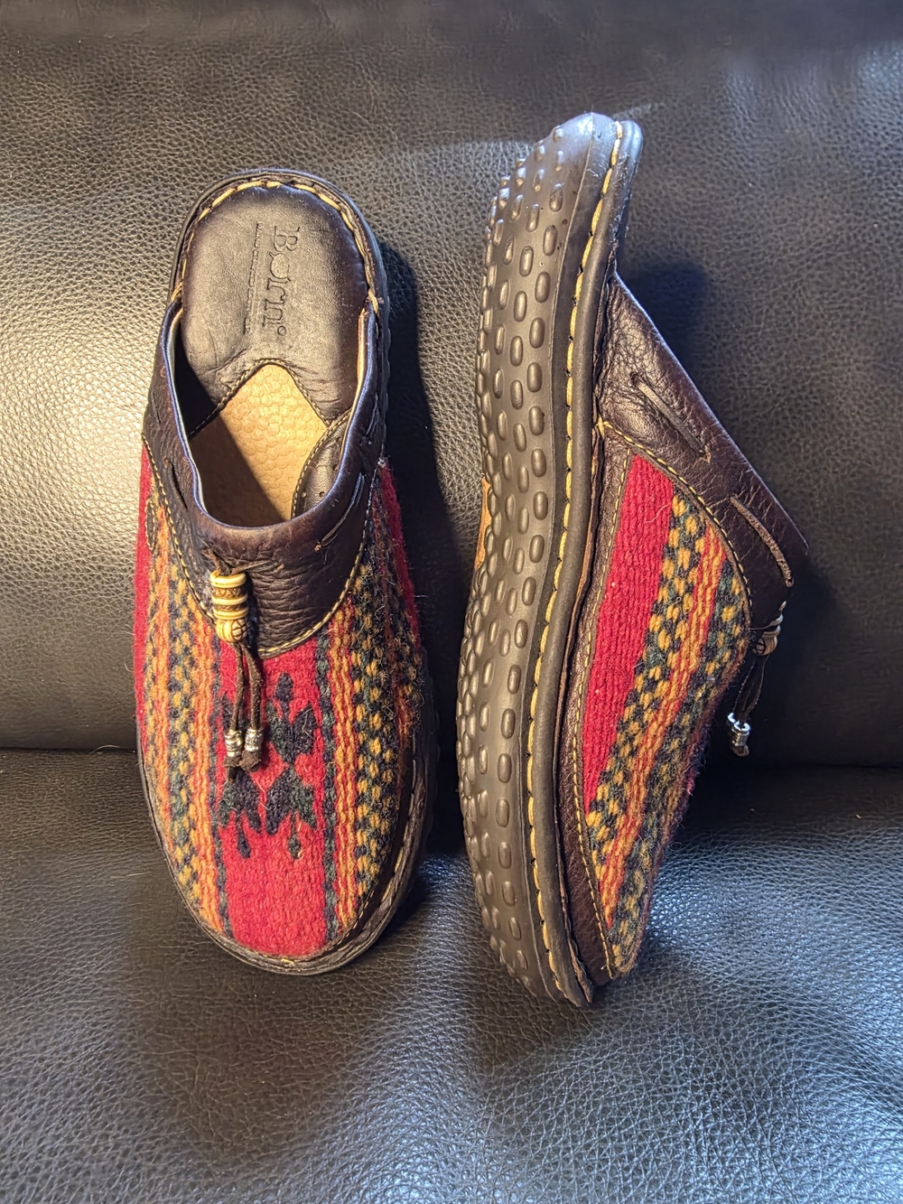 Born Red Multicolor Wool-Accent Leather Clogs